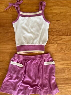 Vintage Winnie the Pooh Girls' purple and White Knit Tank Top & Skort Set 5-6